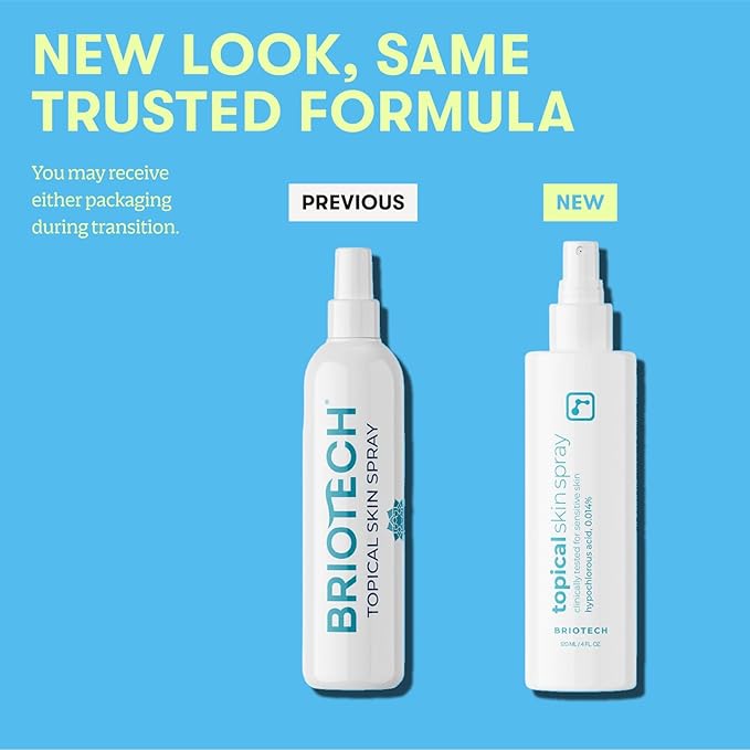 BRIOTECH Topical Skin Spray, Hypochlorous Acid Spray for Sensitive Skin, HOCl Facial Mist, Full Body Support Against Irritation, Calm Redness, Soothe Foot & Scalp, 8 oz (2 Pack)