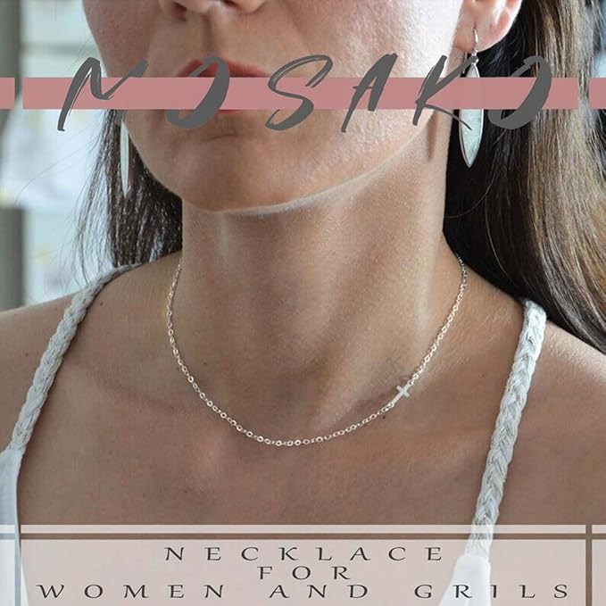 Dainty Cross Pendant Necklace Choker Necklace Chain Christian Necklaces Jewelry for Women and Girls