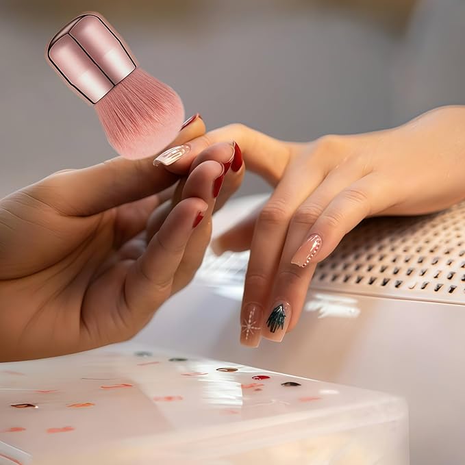 Extra Large Kabuki Brush Set for Body and Face, for blush, loose powder manicure multi-functional and tanning, Gift for women with Velvet Bag(RoseGold 2pcs)