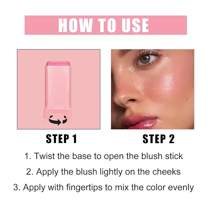 Blush Rare Beauty Liquid Blush Stick Cream Blush Natural Waterproof Long Lasting Powder Blusher,On The Go Blush Brushes For Makeup Cheeks,Suitable For All Skin Types (pink)