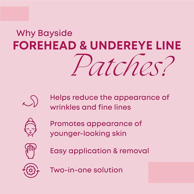 Bayside Forehead & Under Eye Wrinkle Patches Set | Hyaluronic Acid, Collagen & Vitamin E | Overnight Smoothing Treatment for Fine Lines & Wrinkles | Non-Invasive, Skin-Friendly Hydrating Care