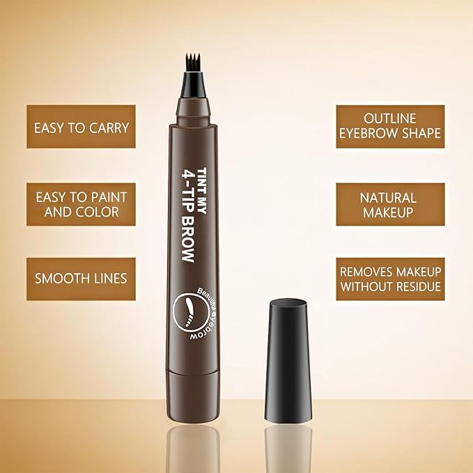 2025 Upgraded Magic Eyebrow Pencil for Women, Long-Lasting Ultra-Fine Tip Waterproof Eye Brow Pencils with 4 Fork, Smudge-Proof Natural Brow Makeup for Women - Light Brown