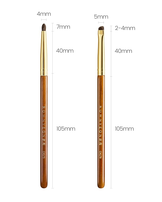 Desert Oak Series Soft-Angle Eyeshadow Brush - Curved Edge Pony Hair for Crease & Lash Lines, Bubinga Handle (CM 176)