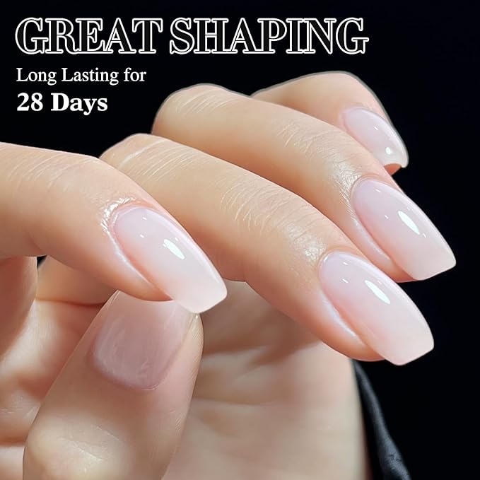 Double Rhythm 0.52 Oz Rubber Gel Polish Nail Strengthener Builder in a Bottle for Thickening Extension Hard Structure Glue (Nude Pink 8 in 1-3)