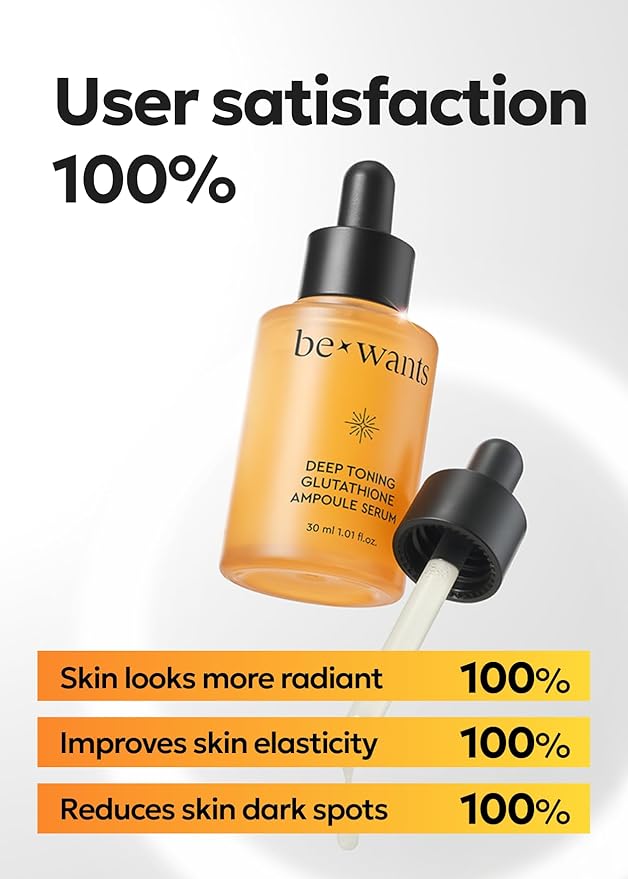 Bewants Deep Toning Glutathione Ampoule Serum | Korean Skincare with Vitamin C & Calendula Extract Oil, 1.01 fl.oz + 0.33 fl.oz (2 Pack)