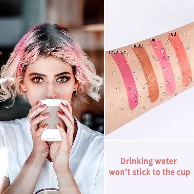 FLIPNEX 20Pcs Cotton Swab Tattoo Lipstick, Tattoo Lipstick Cotton Swab Lip Tint, Waterproof and Long Lasting Liquid Non-Stick Portable Lip Gloss (Multicolor)