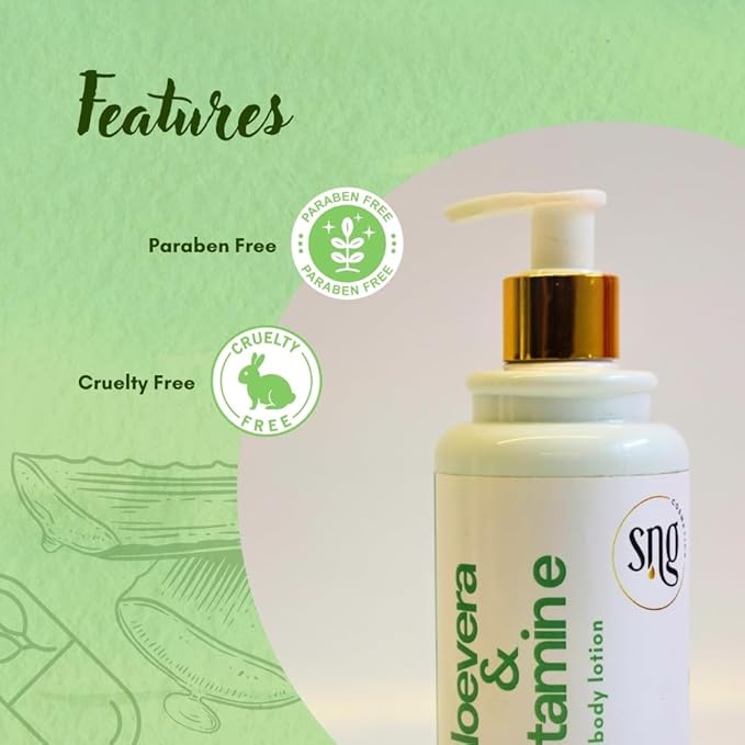 Aloe Vera Lotion for Dry Skin - Hand & Body Moisturizing Vitamin E Lotions 10.14 Fl Oz - Waterlily, Argan oil and Almond oil Extracts Skincare