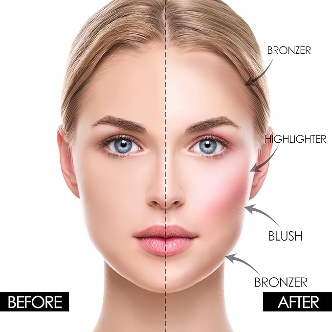 FOCALLURE Blush and Highlighter Palette,3 in 1 Contour Palette,Cruelty-Free Matte Bronzer Powder,Shimmer Illuminator Highlighters for a Glowing Look,#09