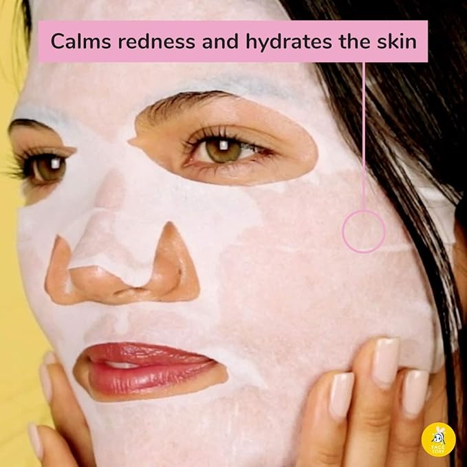 FACETORY K Beauty Face Mask Skin Care - SUN BAE SOOTHING Sheet Mask with Aloe & Shea Butter | After Sun Care, Soothe & Restore (5 Pack)