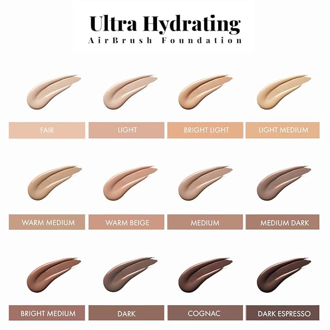 Jerome Alexander Airbrush Foundation Ultra Hydrating, Spray Foundation Makeup with 2x the Active Ingredients, Ultra-Light, Buildable, Full Coverage Formula (Light Medium)