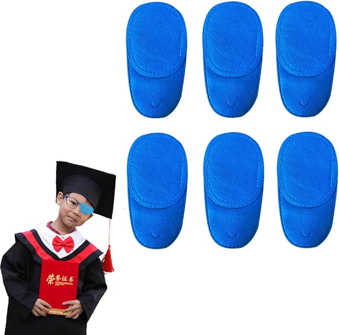 6 Piece Pack Children's Eye Patch can Cover Any Eye Patch, Treatment Amblyopia Strabismus Lazy Eye Patch, Reusable Medical Eye Patch (Medium Size, Blue)