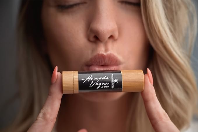 AVOCADO VEGAN LIP BALM, Clean, Light, Highly Nutritious Avocado & Shea Butter Lip Balm, Penetrates Deep Tissue and Protects Chapped Dry and Sore Lips.