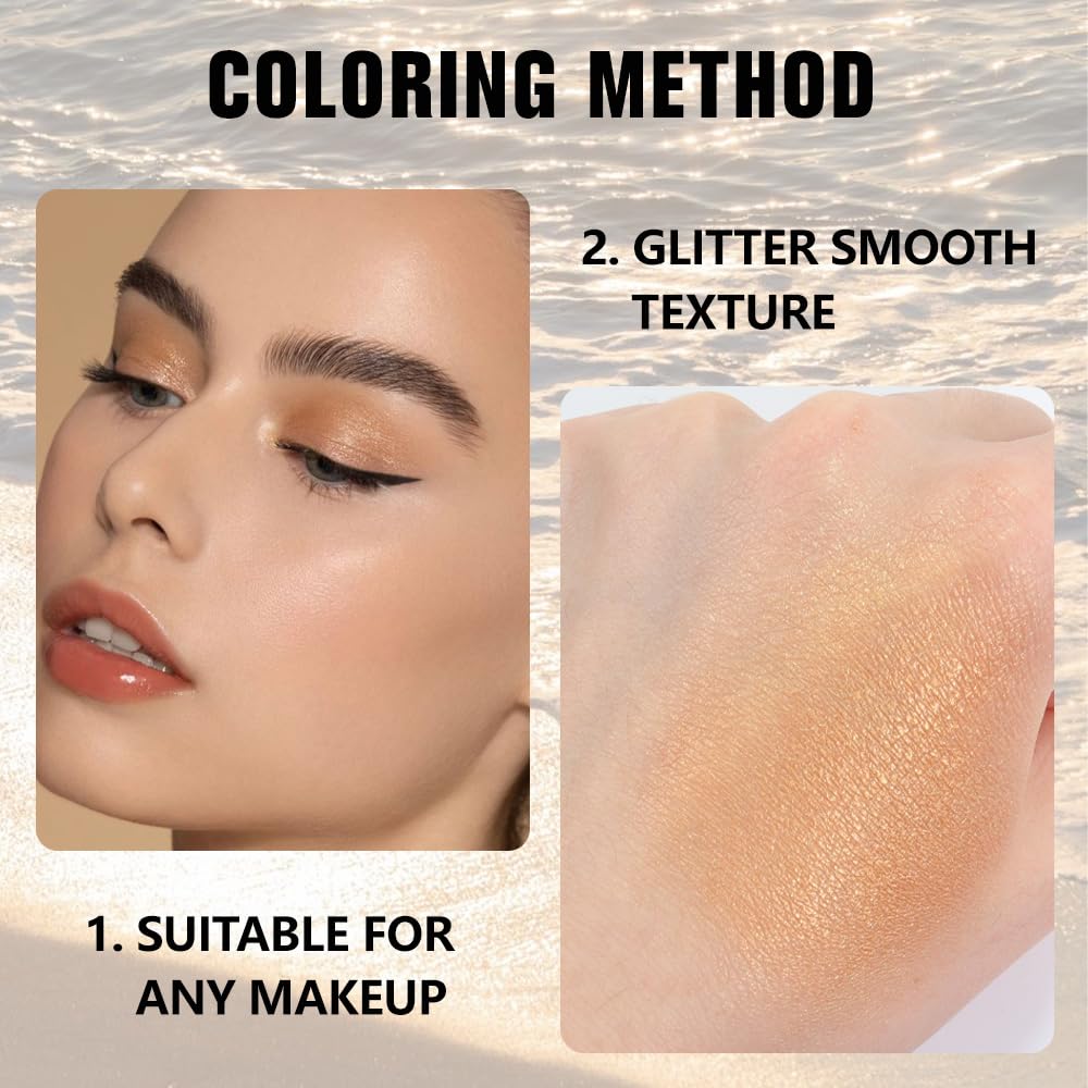 Kaely Pressed Single Eyeshadow Makeup, Golden Shimmer Highly Pigmented Monochrome Eye Shadow Palette, Waterproof Neutral Powder Mini Eyeshadow, sombras para ojos, Lightweight Blendable, 06