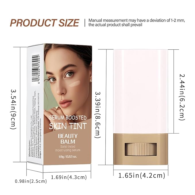 Foundation Stick - Skin Tint & Contour Stick, Serum-Boosted Beauty Balm, Buildable Coverage, Natural Finish, Long-Lasting Wear, For Many Skin Tones (06#)
