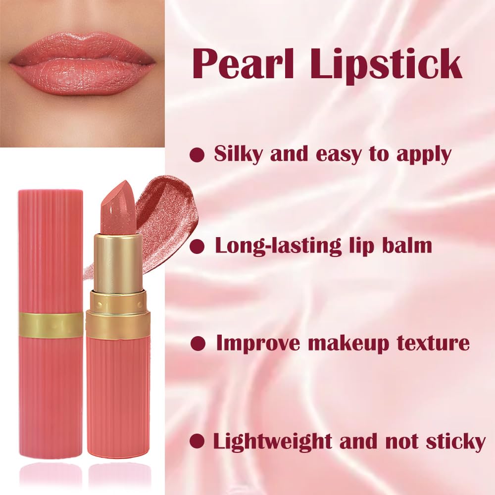 Nude Metallic Lipstick for Women,Lightweight Shimmer Frosted Lipstick,Glitter Lip Gloss Stain Long Lasting Waterproof Smudge Proof 24 Hour Full Coverage Lip Makeup,Vegan