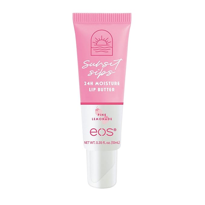 eos Sunset Sips Lip Butter Tube- Pink Lemonade, 24-Hour Moisture, Overnight Lip Mask, Lip Care Products, 0.35 fl oz