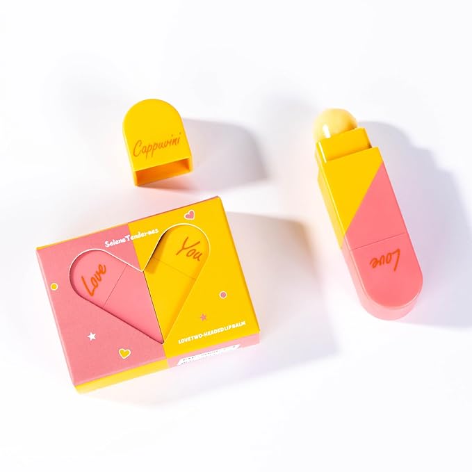 Heart Shaped Dual-use Deformable Lip Balm Stick - Honey,One end is colorless, while the other end is pink can be used as makeup, lipstick Peach. Repair, Keep Lips Moisturized, Gifts