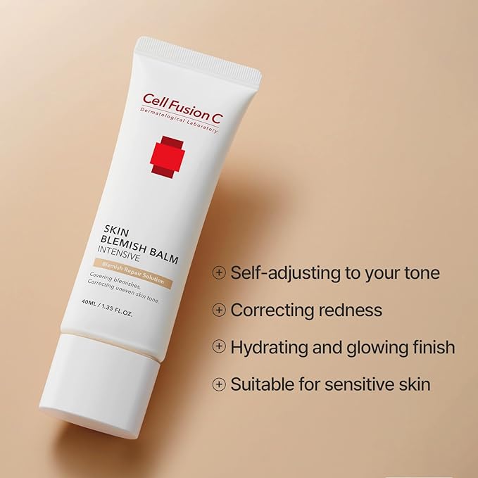 Cell Fusion C Skin Blemish Balm Intensive, Hydrating Tinted Moisturizer for Lighter to Medium Skin Tones, Correcting Redness and Blemish, 1.35 fl.oz