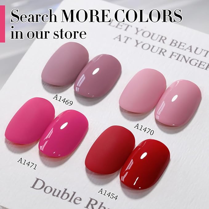 Double Rhythm Translucent Gel Polish Sheer Neutral Natural Light Milky Same Color Same Bottle 15ML Jelly UV Nail Polish Nail Art DIY at Home (Pink Purple-A1471)