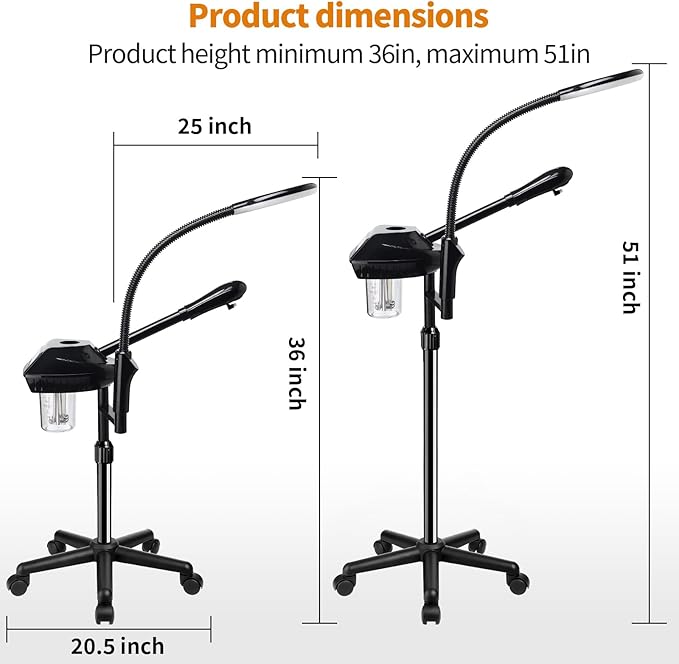 Facial Steamer for Ozone Humidifier Atomizer Attach 5× Magnifier and Light, Professional Face Steamer Clean Skin Firming Pores and Moisturizing Suitable for a Beauty, Spa, at Home