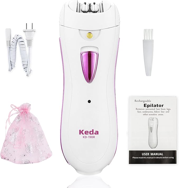 Epilator for Women, Smooth Glide Epilator for Face, Rechargeable Facial Epilator Hair Removal Face Trimmer Device with LED Light for Facial Armpit Bikini and Leg