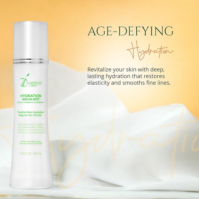 Hydrating Serum Mist (6.26 + 1.35) FL OZ - (Comes with Refill) - Improves Tone & Texture – Calms, hydrates, refreshes Sensitive Skin - Hyaluronic Acid Serum, E Vitamins - Anti-Wrinkle