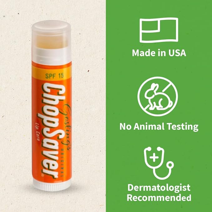 Goslings Original ChopSaver SPF 15 Lip Care, All Natural Lip Balm with SPF, Chapstick for Musicians and More, Effective Relief for Dry, Cracked Lips and Skin, Made in USA, 0.15 Oz (Pack of 6)