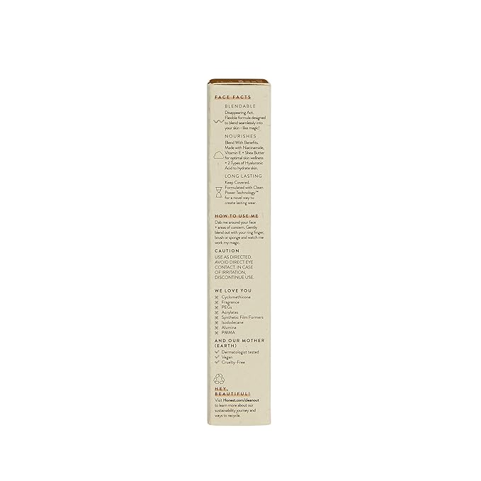 Honest Beauty Fresh Flex Concealer with Niacinamide + Vitamin E + Hyaluronic Acid | Vegan + Cruelty free | Mocha, 0.17 fl oz