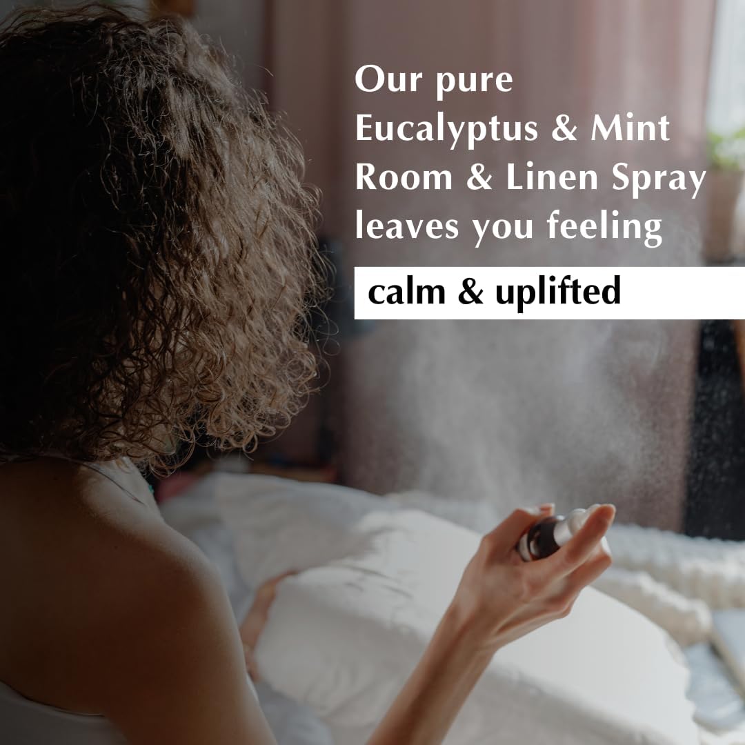 Eucalyptus & Mint Room, Linen & Pillow Spray by Aromafume | 100ml/3.38fl oz | with Pure Eucalyptus & Mint Essential Oil | Aromatherapy | Mist for Bedding, Fabrics