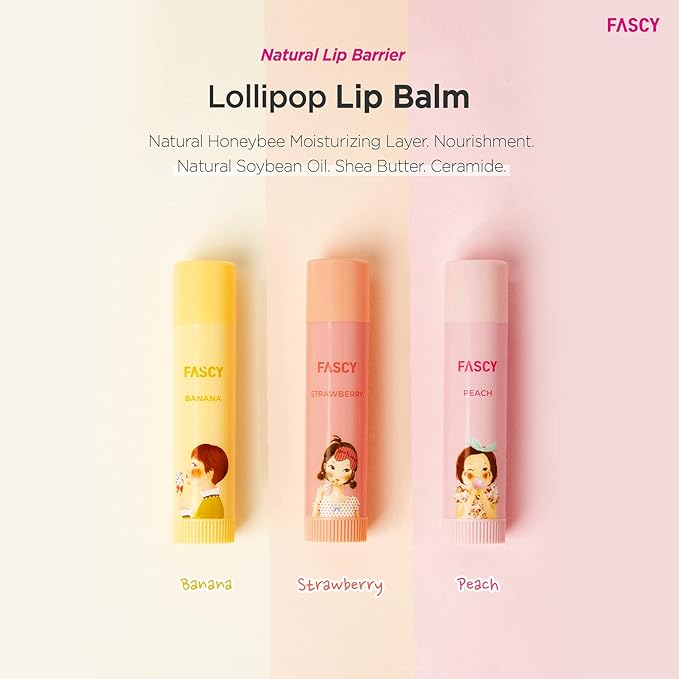 FASCY Lollipop Lip Balm Peach, Lip Balms & Moisturizers, Korean Lip Balm, Korean Lip, Korean Lip Products, Paraben Free, Moisturizing, 0.13 Oz, (Peach)