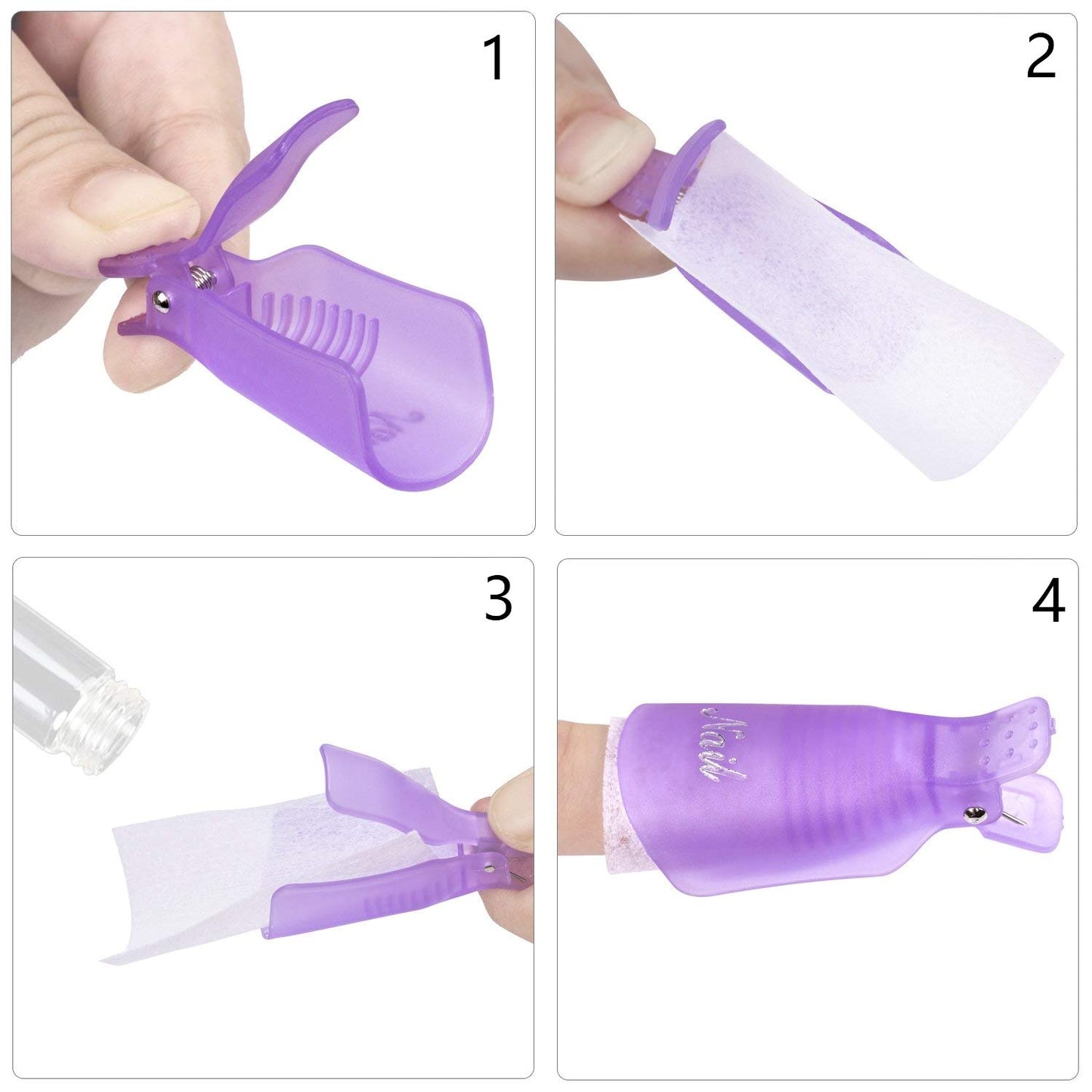 650 Pcs Lint Free Nail Wipes 2" x 2" Nail Polish Removers Cotton Pads and 20 Pcs Reusable Toes & Fingers Nail Soak Off Clips