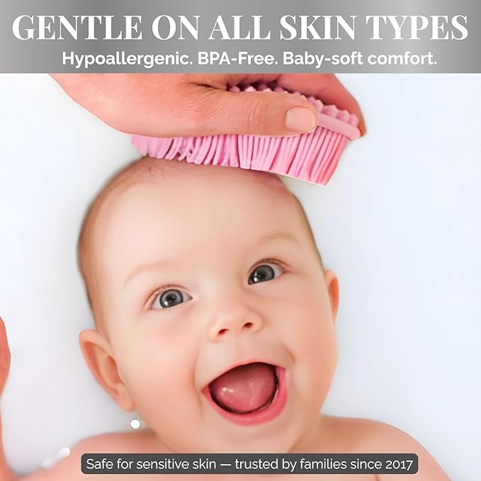 Avilana Silicone Body Scrubber – Gentle Shower Brush & Loofah Alternative- Food Grade & Lab Tested – Fast-Drying, Hygienic, BPA-Free Silicone Body Gentle Exfoliator (Light Gray, Massage)