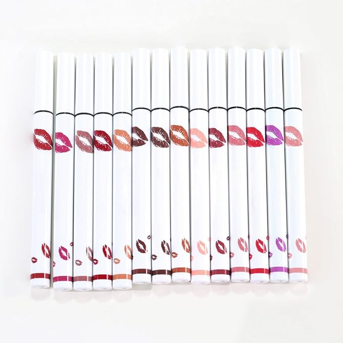 2Pcs Longwear Liquid Lip Liner Stain Marker Pen Set Long Lasting Waterproof, Mauve Pink Red Matte Semi Permanent 24 Hour Lip Liner and Lipstick Combo, Color Stay Lipliner All Day, Lips Stain peel off