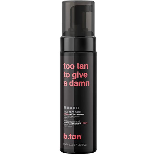 b.tan Ultra Dark Self Tanner Mousse | Too Tan - Best, 1 Hour Express Sunless Tanning Foam, Gold Bronzing Glow, No Fake Tan Smell, Face & Body, Vegan, Cruelty & Paraben Free, 6.7 Fl Oz