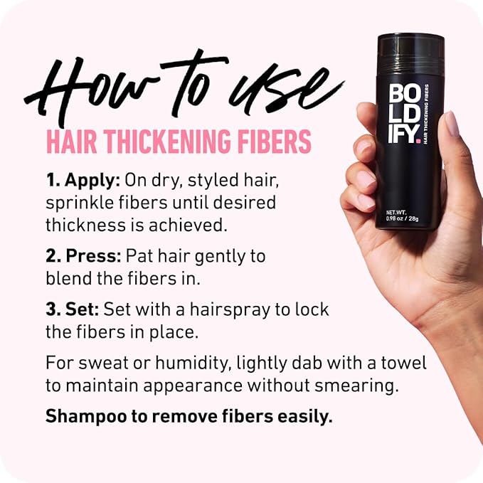BOLDIFY Hair Fibers (28g) - Fill In Thinning and Fine Hair for an Instantly Fuller, Thicker Look - 14 Shades for Women & Men - Gray