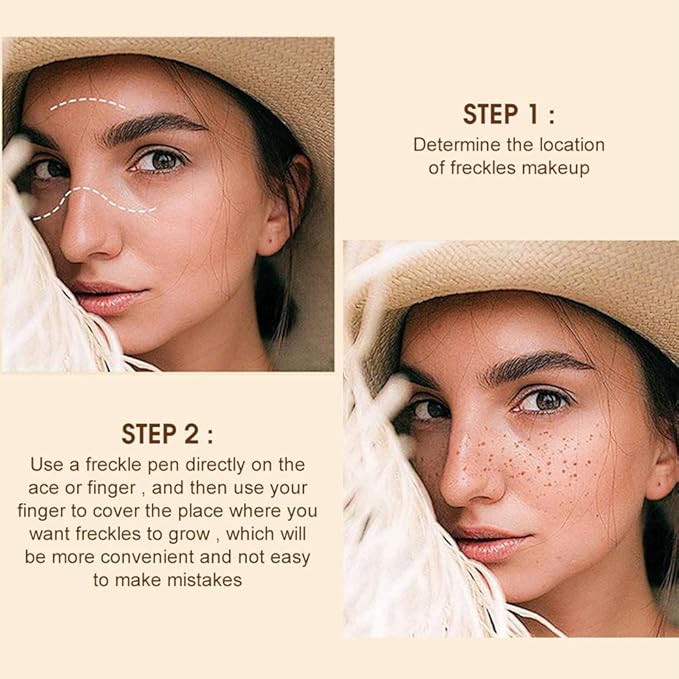 Freckle Pen 4 Colors Natural Freckle Pen Fake Freckle Pen Waterproof Long Lasting Soft Spots Natural Relaxing Sun Makeup (Dark Brown)