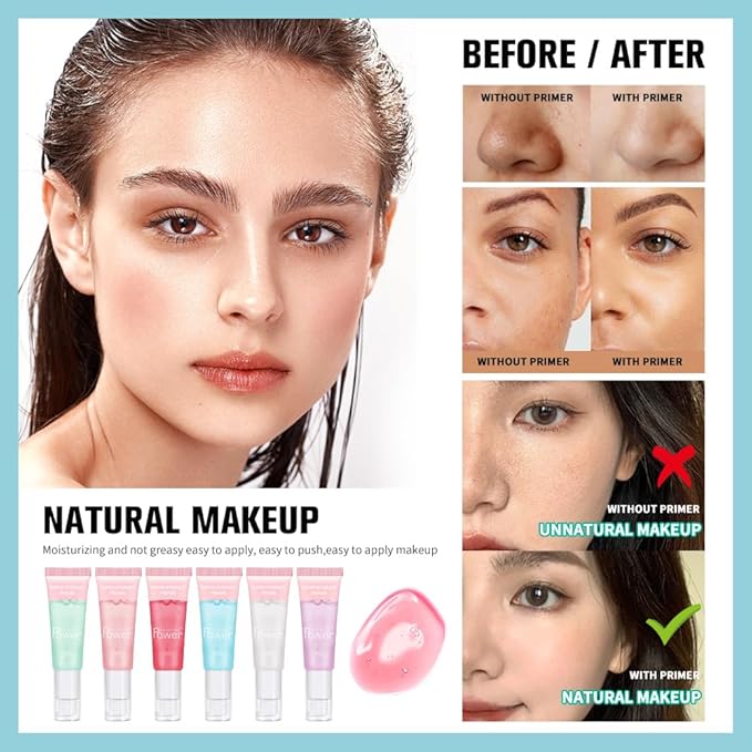 AKARY Gel-Based & Hydrating Face Primer For Smoothing Skin & Gripping Makeup With Hyaluronic Acid, Long-Wear Foundation Face Primer for Oil Control, Pores Fine Lines Minimizer, 0.81 Fl Oz, 01 Clear