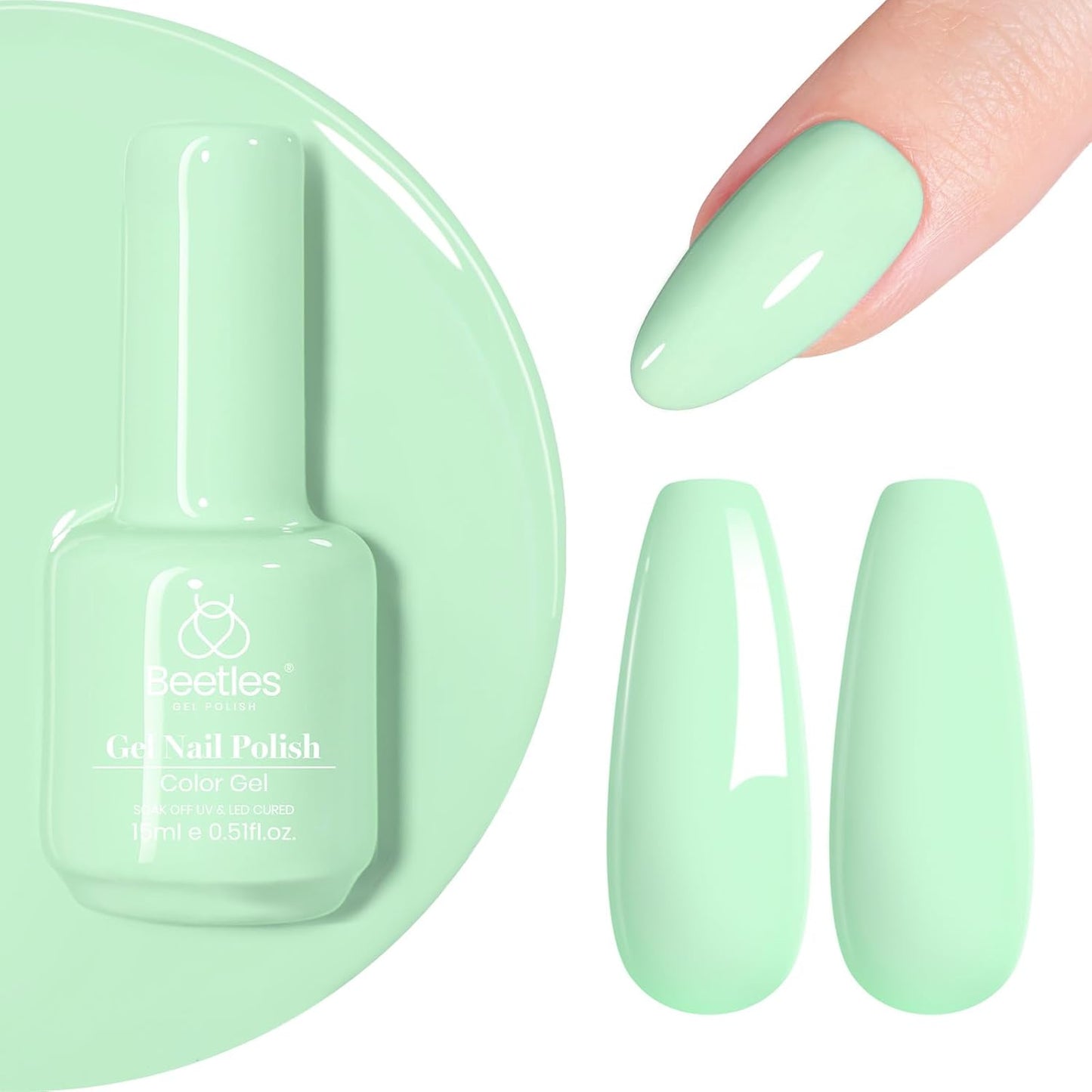 Beetles Gel Nail Polish 15ml Green Gel Polish Pastel Mint Green Color Gel Polish Soak off Uv Led Nail Lamp Nail Art Manicure Salon Salon DIY Gel Nail Design