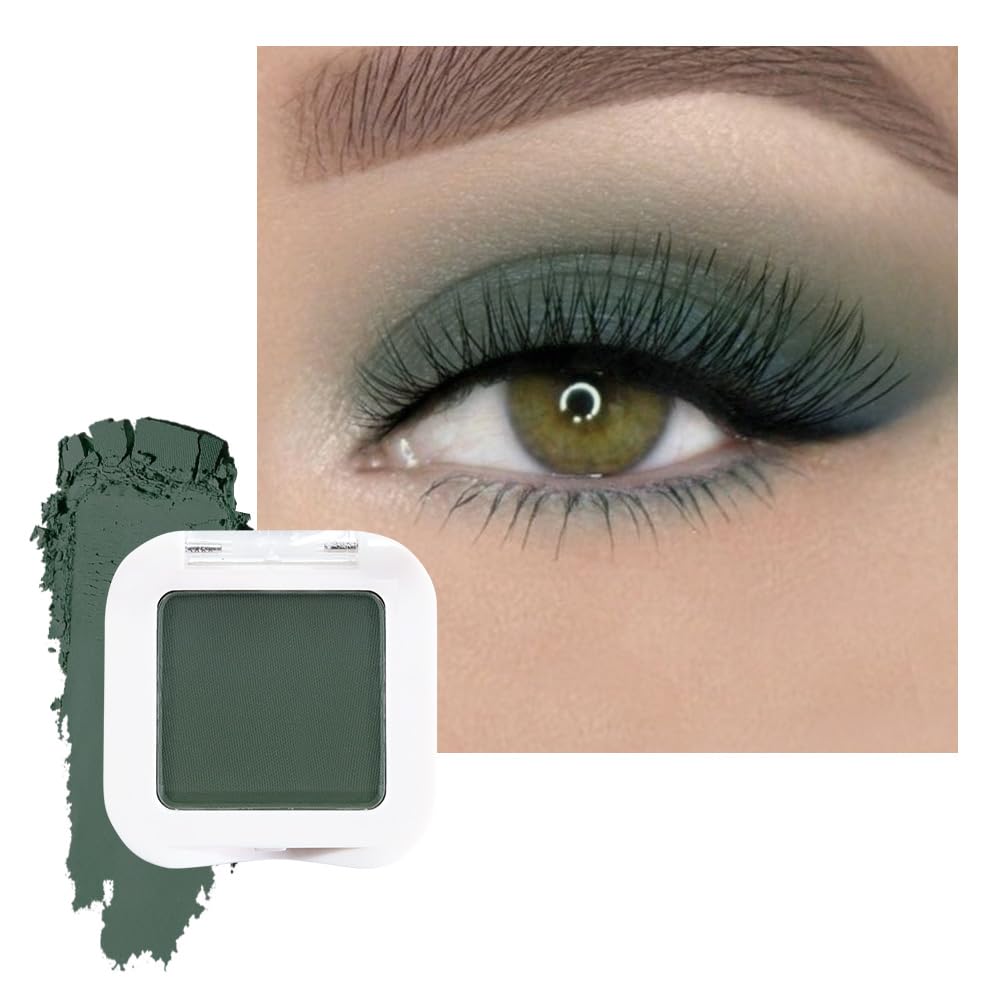 Matte Singe Eye Shadow Palette Makeup, Matte Forest Green Monochrome Eyeshadow For Old Women, Mini Singe Pressed Pigmented Waterproof Sombras Para Ojos, Vegan, Talc, Paraben&Cruelty Free, 16