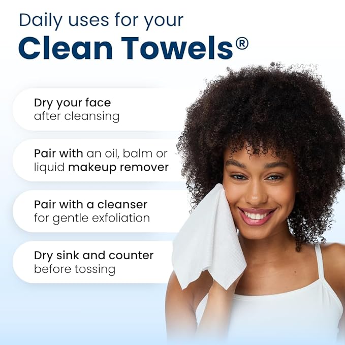 Clean Skin Club Clean Towels XL™, 100% USDA Biobased Dermatologist Approved Face Towel, Disposable Clinically Tested Face Towelette, Facial Washcloth, Makeup Remover Dry Wipes, 300 ct, 6 pack