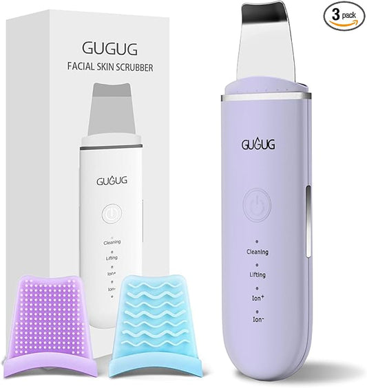 GUGUG Skin Scrubber Face Spatula Skin Spatula Pore Cleaner Blackhead Remover Tools for Facial Deep Cleansing-4 Modes, Purple
