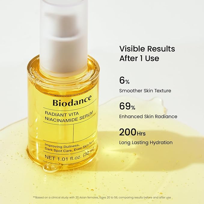 BIODANCE Radiant Vita Niacinamide Serum, Brightening, Dark Spot Care, Hydrating for Sensitive Skin, Filter Glow Serum for All Skin Types, Korean Skincare | 1.01 floz x 1 ea