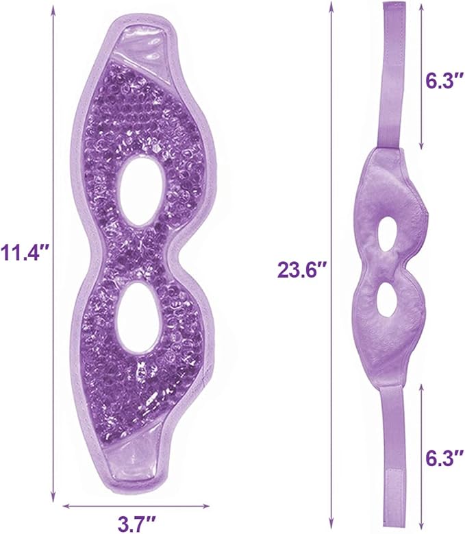 Jakuva 2PCS Cooling Eye Mask Sleeping Mask, Ice Eye Mask & Cold Eye Packs & Heat Cold Compress Pack Eye Spa Pad for Puffy Eyes,Puffiness,Headache,Stress Relief (Pink&Purple)