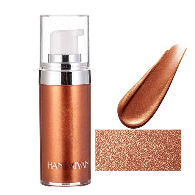 Body Face Luminizer Highlighter Cream Spray Liquid Bronzer Illuminator Glow Glistening Makeup Foundation (#4 Golden Brown)
