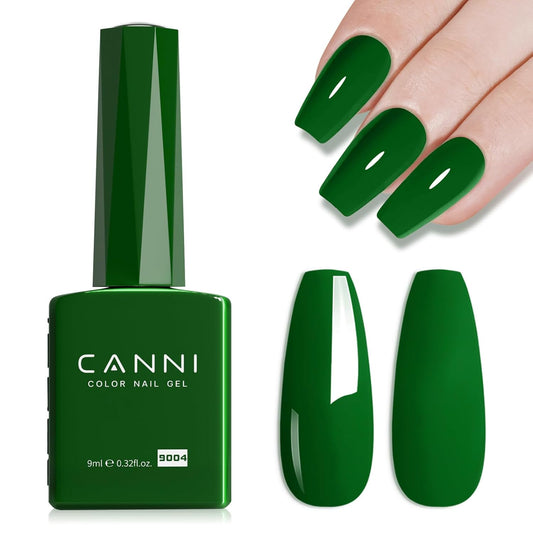 CANNI Green Gel Nail Polish, 1Pcs Emerald Dark Green Color Gel Polish Nail High Gloss Soak Off UV French Manicure Salon DIY