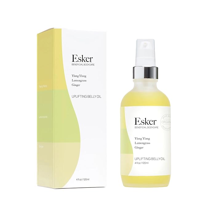 ESKER Natural Uplifting Belly Oil | (4.0oz) | Plant-Based Formulated with Antioxidants Promoting Deep Hydration and Cell Regeneration | Skin Stays Nourished and Resilient During Pregnancy