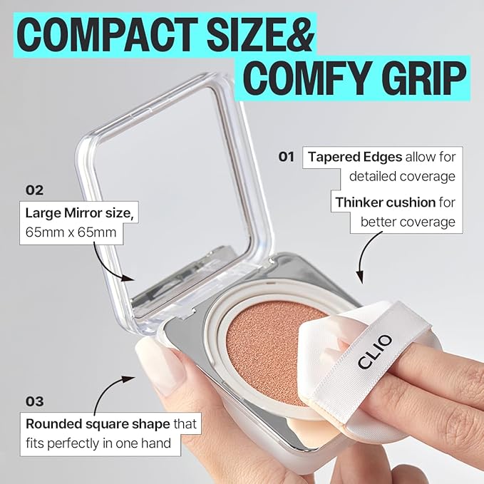 CLIO Kill Cover Founwear Cushion The Original – 20 Shades, Buildable Light to Medium Coverage, Natural Finish, Korean Makeup Foundation, Long-Lasting Skin Fit, 26W CHEESE