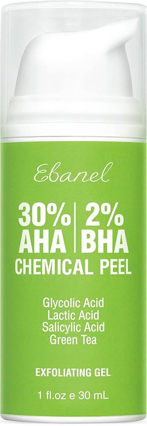 Ebanel Chemical Peel for Face, AHA BHA Exfoliator, Glycolic Acid Peel, Salicylic & Lactic Acid Face Peeling Gel, Infused with Green Tea & Chamomile for Acne Scars, Dark Spots, Wrinkles, Fine Lines