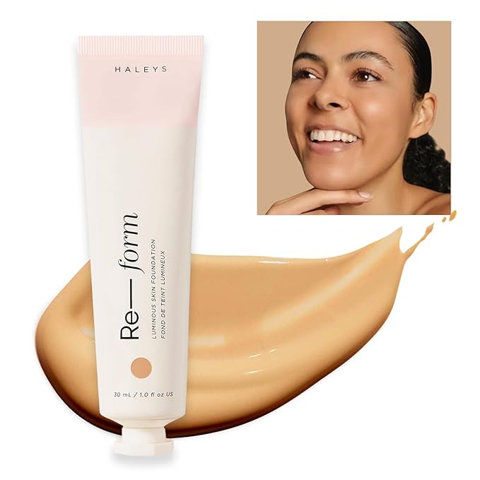 HALEYS Re-form Luminous Skin Foundation, VEGAN + CRUELTY-FREE, Blurs, Conceals, Blendable, Buildable Med-to-Full Coverage, Weightless, Oil-free, All-Day Wear, Hyaluronic Acid, All skin types (4.3)