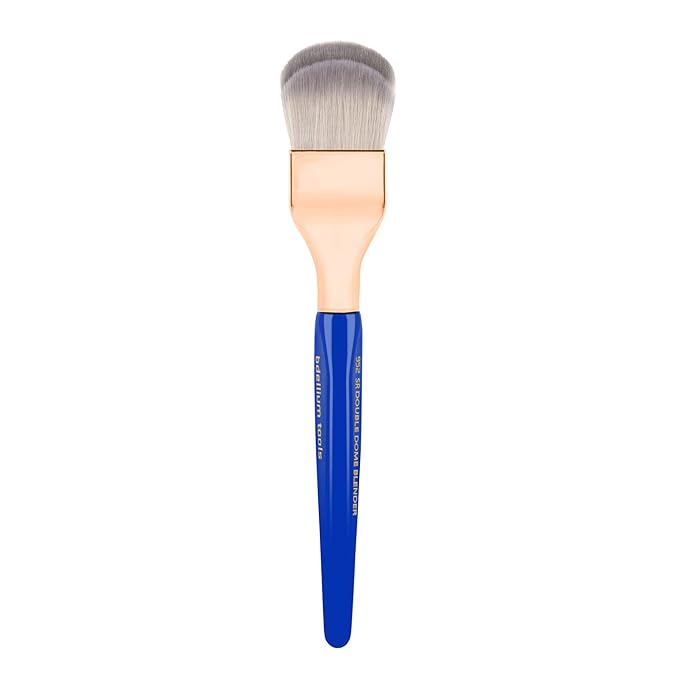 Bdellium Tools Professional Makeup Brush - Golden Triangle 952 Small Rounded Double Dome Blender - With All Vegan and Soft Synthetic Fibers, For Application & Blending (Blue, 1pc)